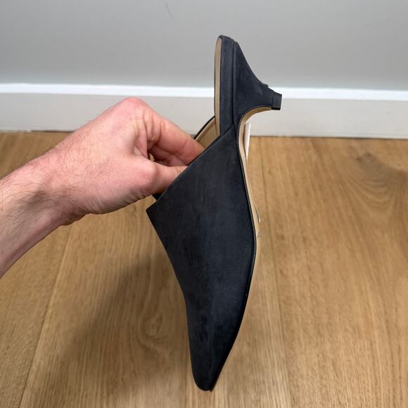 NEW Jenni Kayne Black Oiled Leather Kitten Heel Mule Pointed Toe Size 36 (US 6) - Picture 7 of 13